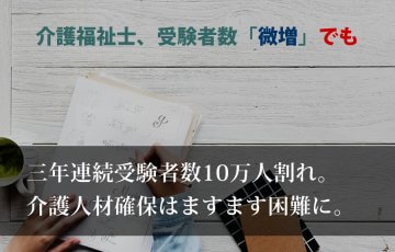 介護福祉士受験者数3年連続10万人割れ